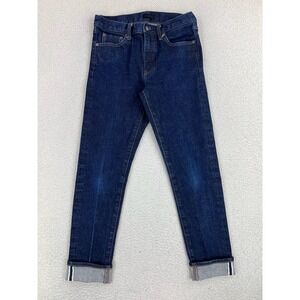 Uniqlo Selvedge Jeans Mens 29x32 Blue Slim Tapered Stretch Dark Wash 321-475548
